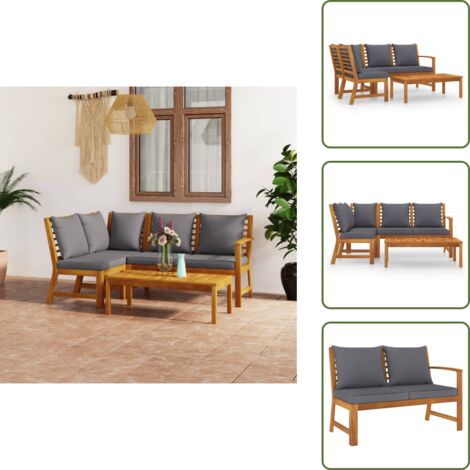 Divano da balcone - vidaXL Set Divani da Giardino 4 pz con Cuscini in Massello di Acacia - Divani in legno
