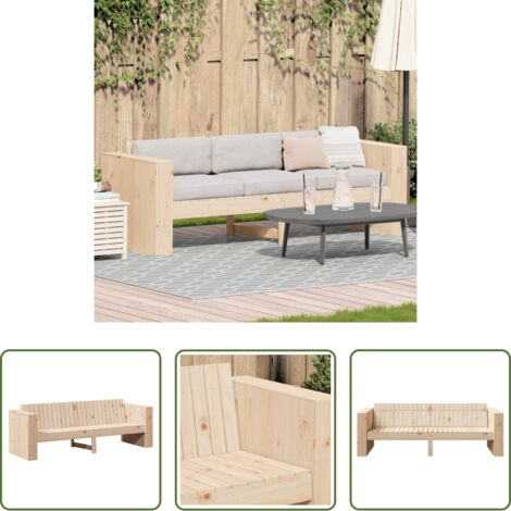 Divano da esterno in legno -  Divano da giardino Naturale 185,5 x 60 x 62 cm Pino massello