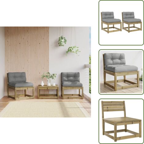 Divano da esterno - vidaXL Divani Giardino con Cuscini 2 pz in Legno Impregnato di Pino - Cuscino in poliestere
