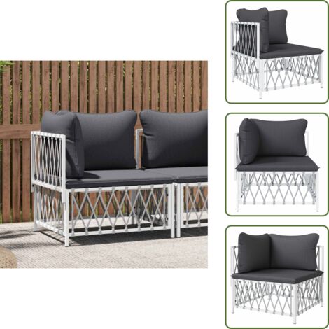Divano da esterno - vidaXL Divano Angolare Giardino con Cuscini Bianco Tessuto Intrecciato - Cuscino per seduta
