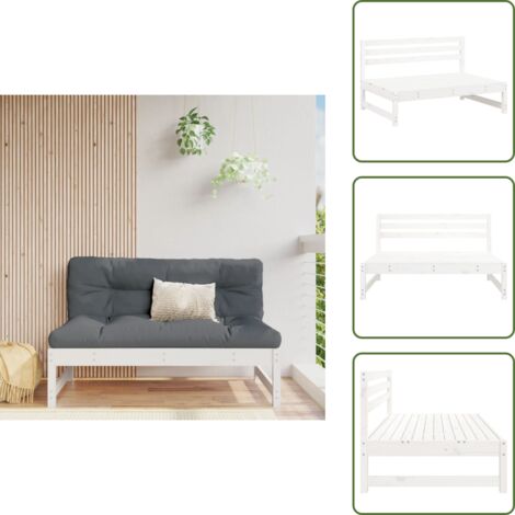 Divano da esterno - vidaXL Divano Centrale Giardino Bianco 120x80cm Legno Massello Pino - Divano modulare