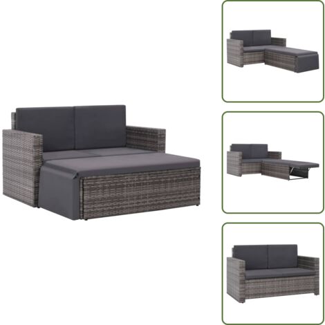Divano da esterno - vidaXL Set Divani da Giardino 2 pz con Cuscini in Polyrattan Grigio - Pouf da giardino