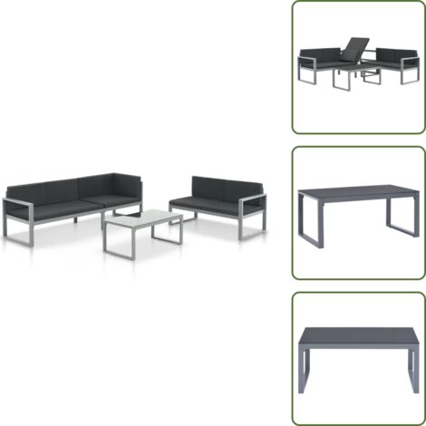 Divano da esterno - vidaXL Set Divani da Giardino 3 pz con Cuscini in Alluminio Nero - Divano da giardino 3 posti