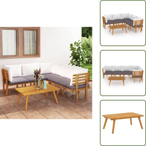 Divano da esterno - vidaXL Set Divani da Giardino 6 pz con Cuscini in Massello di Acacia - Divano in acacia