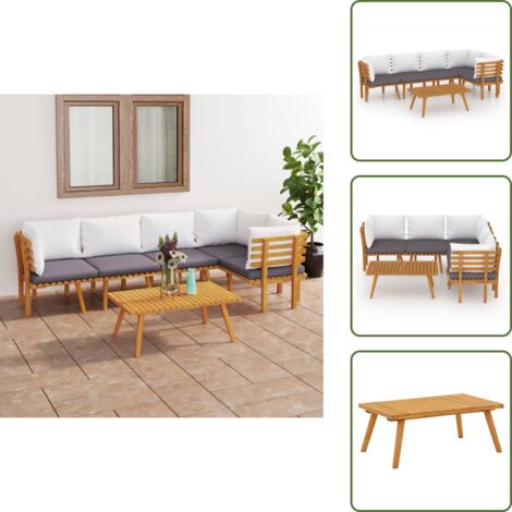 Divano da esterno - vidaXL Set Divani da Giardino 6 pz con Cuscini in Massello di Acacia - Divano in acacia