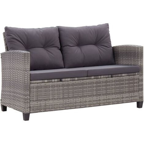Divano da Giardino 2 Posti con Cuscini Grigio 124 cm Polyrattan vidaXL