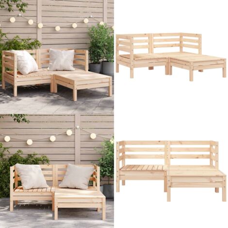 Divano da Giardino 2 Posti con Poggiapiedi Legno Massello Pino - Divano in legno - Poggiapiedi da esterno