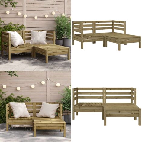 Divano da Giardino 2Posti con Poggiapiedi Legno Pino Impregnato - Poggiapiedi in legno - Divano da giardino 2 posti