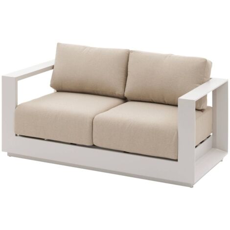 Divano da giardino a 2 posti allure in alluminio e poliestere color avena e beige zebrano - Hespéride