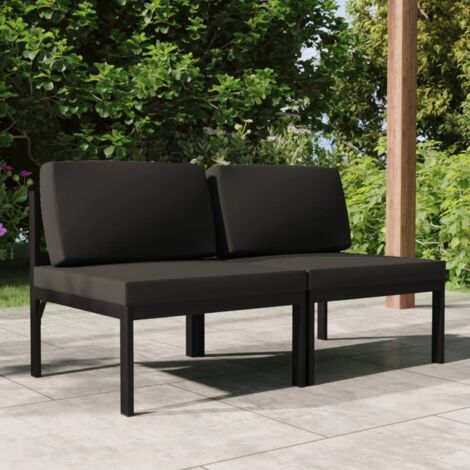 Divano da Giardino a 2 Posti con Cuscini in Alluminio Antracite vidaXL