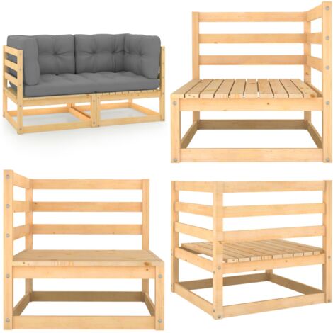 Divano da Giardino a 2 Posti con Cuscini Legno Massello di Pino - Divano in legno - Cuscini per divano