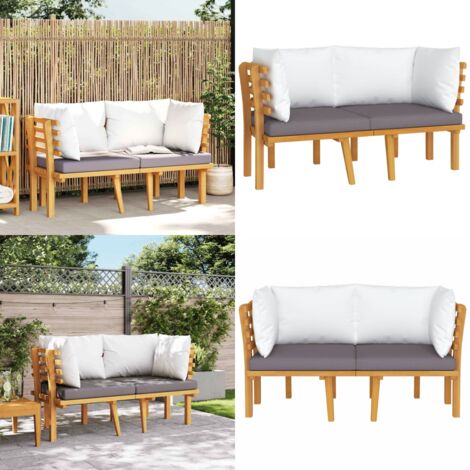 Divano da Giardino a 2 Posti e Cuscini Legno Massello di Acacia - Divano in legno - Cuscini per divano