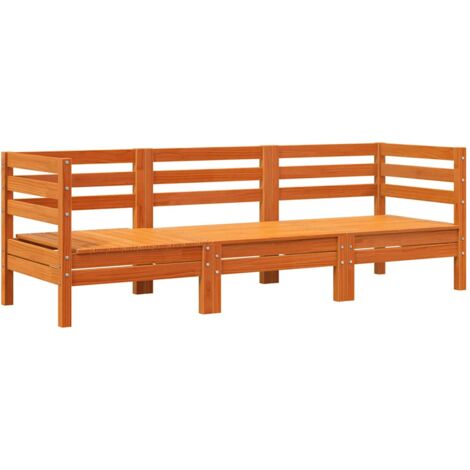 Divano da Giardino a 3 Posti Marrone Cera Legno Massello Pino vidaXL