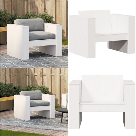 Divano da Giardino Bianco 79x60x62 cm in Legno Massello di Pino - Divano da esterno - Poltrona da giardino