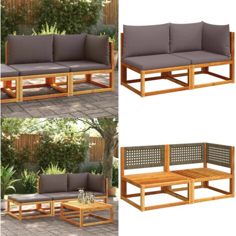 Divano da giardino con cuscini 2 posti in legno di acacia e rattan - Divano in legno - Cuscini per divano