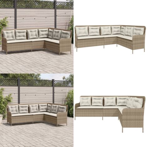 Divano da Giardino con Cuscini a L Beige in Polyrattan - Cuscini per divano - Rattan PE