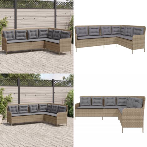 Divano da Giardino con Cuscini a L Beige in Polyrattan - Cuscini per divano - Rattan PE