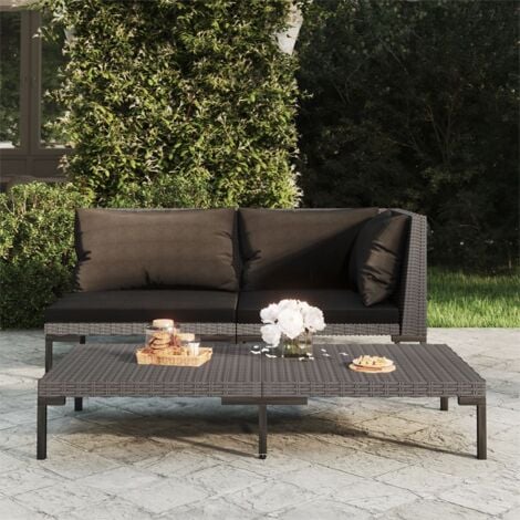 VIDAXL Divano da Giardino con Cuscini in Polyrattan Mezzo Tondo
