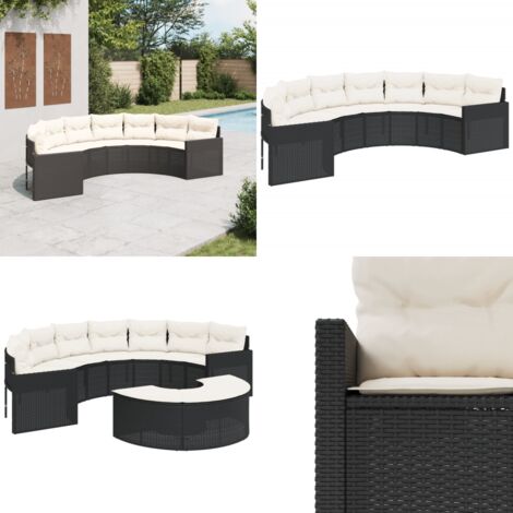 Divano da Giardino con Cuscini Semicircolare in Polyrattan - Cuscini per divano - Rattan PE