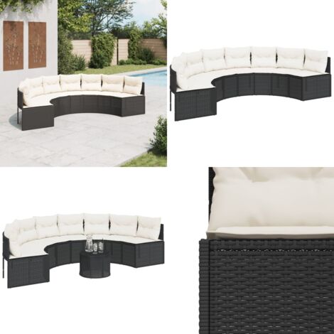 Divano da Giardino con Cuscini Semicircolare in Polyrattan - Rattan PE - Cuscini per divano