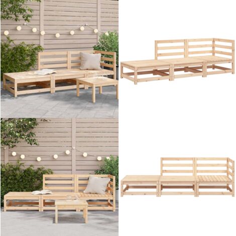 Divano da Giardino con Poggiapiedi 2 Posti Legno Massello Pino - Poggiapiedi - Seduta esterna