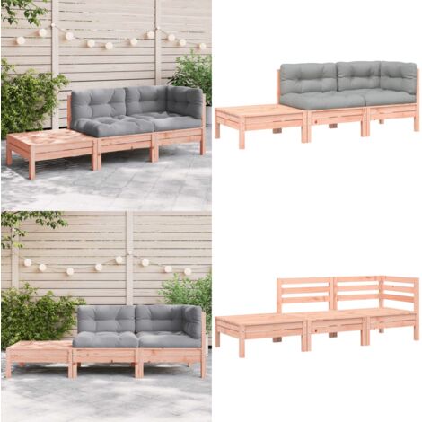 Divano da Giardino Cuscini e Poggiapiedi Legno Massello Douglas - Cuscini da giardino - Poggiapiedi da esterno