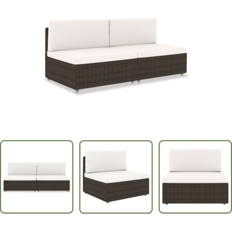 Divano da giardino -  Divano Modulare a 2 Posti in Polyrattan Marrone
