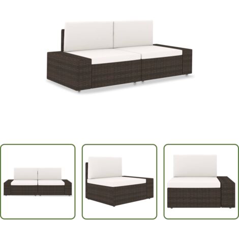 Divano da giardino -  Divano Modulare a 2 Posti in Polyrattan Marrone