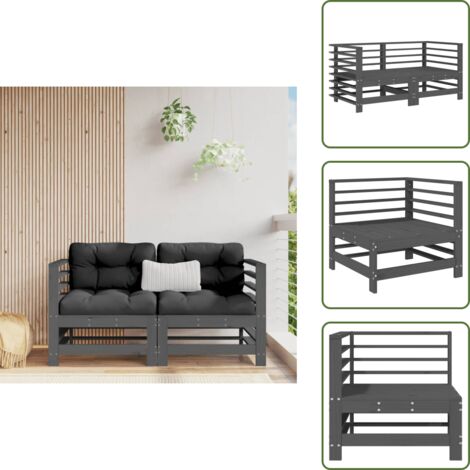Divano da giardino in pino - vidaXL Divani Angolari da Giardino 2 pz Grigi Legno Massello di Pino -