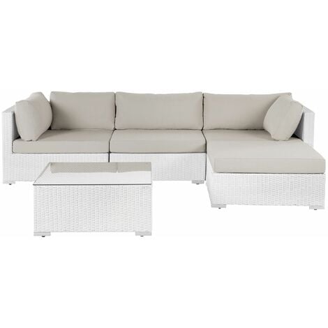 Divano da giardino in rattan bianco SANO Sano