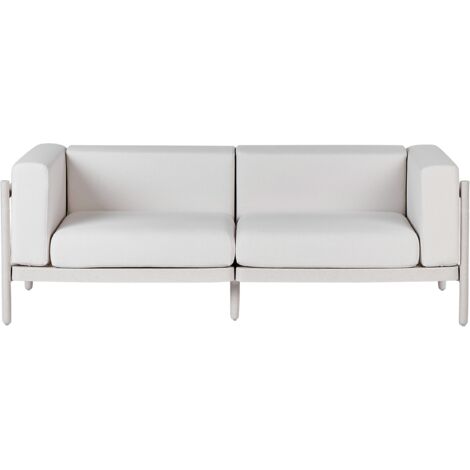 Divano da giardino moderno a 2 posti Struttura sintetica con cuscini beige chiaro Ferretti