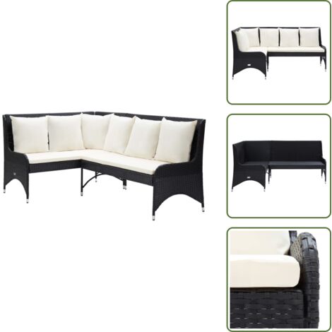 Divano da giardino resistente - vidaXL Divani Angolari da Giardino 2 pz in Polyrattan Nero - Divano da giardino per esterno