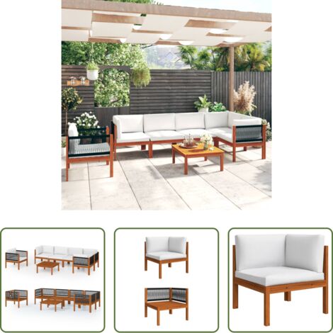 Divano da giardino -  Set da giardino 7 pezzi con cuscini crema 63x63 cm