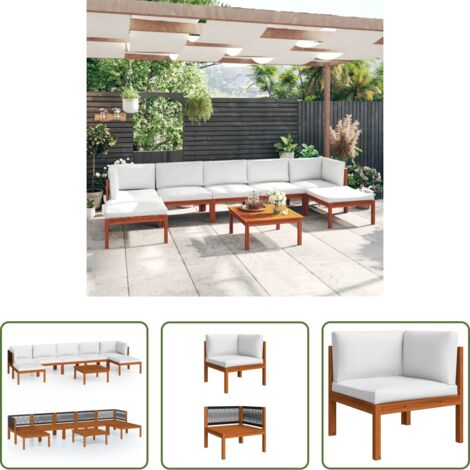 Divano da giardino -  Set da giardino 8 pezzi con cuscini crema 63x63 cm