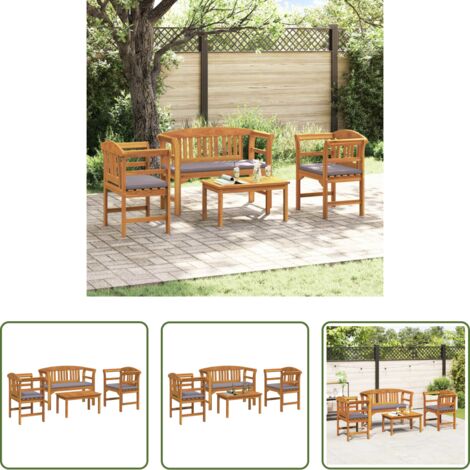 Divano da giardino -  Set da giardino con divano a rosa con cuscino 4 pcs