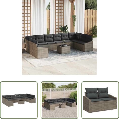 Divano da giardino -  Set Divano da Giardino Grigio chiaro polyrattan