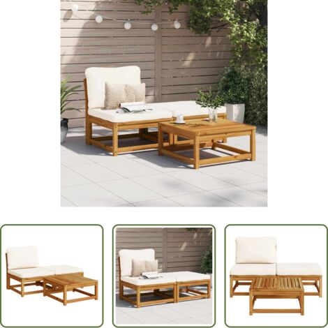 Divano da giardino -  Set Mobili da Giardino 3pz con Cuscini Legno Massello di Acacia