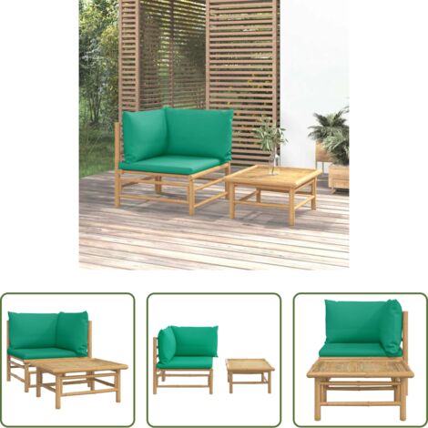 Divano da giardino -  Set Salotto da Giardino 2pz con Cuscini Verdi Bambù
