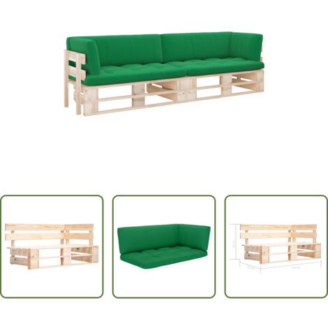 Divano da patio -  Divano a 2 Posti su Pallet con Cuscini Pino Impregnato