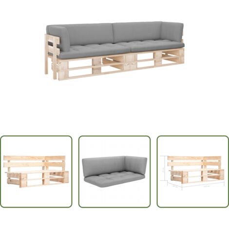 Divano da patio -  Divano a 2 Posti su Pallet con Cuscini Pino Impregnato