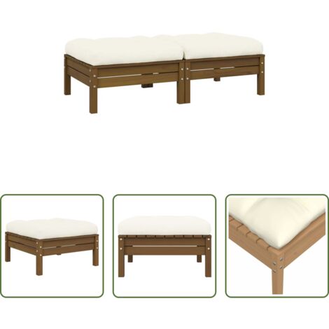 Divano da patio -  Divano da Giardino a 2 Posti con Cuscini Crema Massello di Pino