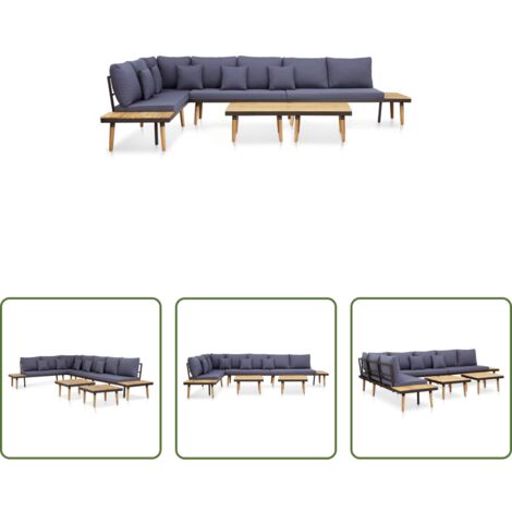 Divano da patio -  Set Divani da Giardino 7 Posti con Cuscini Legno Acacia Marrone