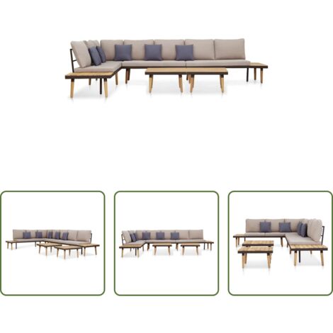 Divano da patio -  Set Divani da Giardino 7 Posti con Cuscini Legno Acacia Marrone