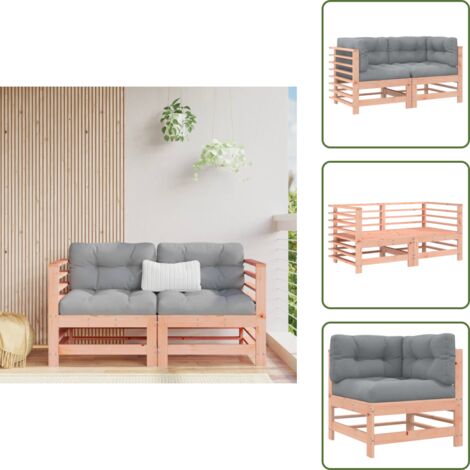 Divano da patio - vidaXL Divani Angolari con Cuscini 2 pz in Legno Massello di Douglas - Cuscino da seduta