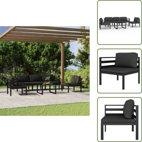 Divano da patio - vidaXL Set Divani da Giardino 6 pz con Cuscini in Alluminio Antracite - Design modulare