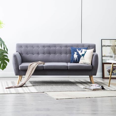 Divano da Salotto Design Elegante a 3 Posti in Stoffa Imbottito Moderno vari colori colore : grigio chiaro