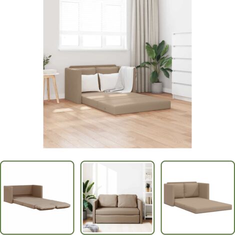 Divano da terra -  Divano Letto da Terra 2 in 1 Cappuccino 112x174x55cm Similpelle