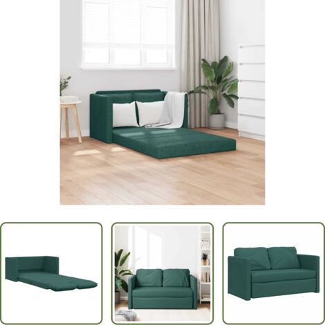 Divano da terra -  Divano Letto da Terra 2 in 1 Verde Scuro 112x174x55 cm Tessuto