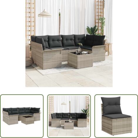 Divano da terrazza -  Set Divano da Giardino 7 pcs Grigio chiaro e grigio scuro