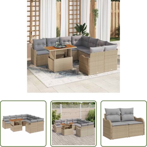 Divano da terrazza -  Set Divano da Giardino con cuscino 7 pcs beige e grigio chiaro